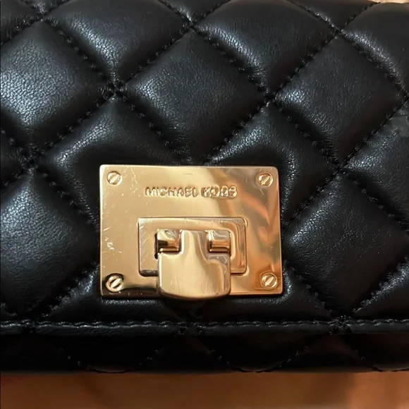 Michael Kors Black Quilted Wallet with Gold Clasp - Picture 5 of 11
